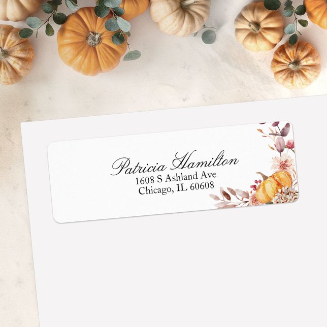 Étiquette de mariage Automne Feuilles Citrouille (Créateur téléchargé)