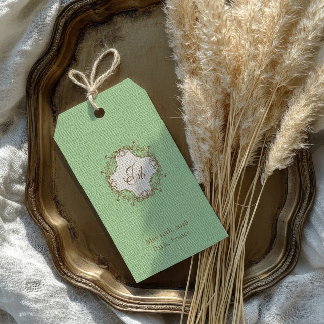 Étiquette de mariage baroque menthe (Créateur téléchargé)