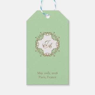 Étiquette de mariage baroque menthe