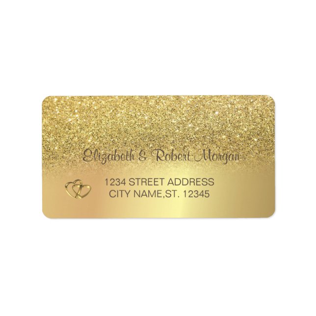 Étiquette de mariage Bokeh Paillettes Or Élégant (Devant)