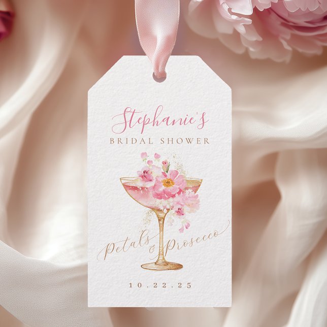 Étiquette de Mariage Champagne Rose Gold Petals Pr (Créateur téléchargé)