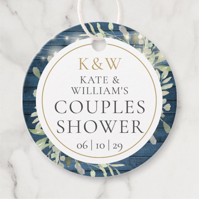 Étiquette de mariage champêtre avec monogramme et  (Devant)