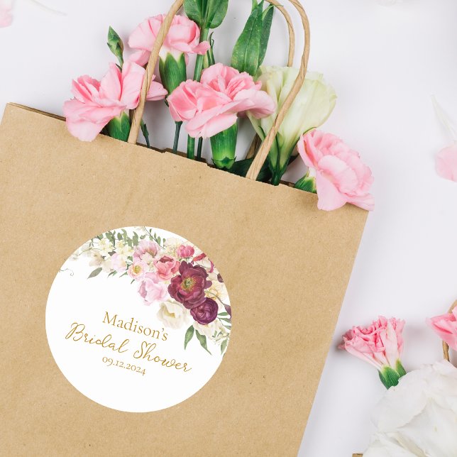 Étiquette de mariage de douche de mariée Floral Em (Créateur téléchargé)