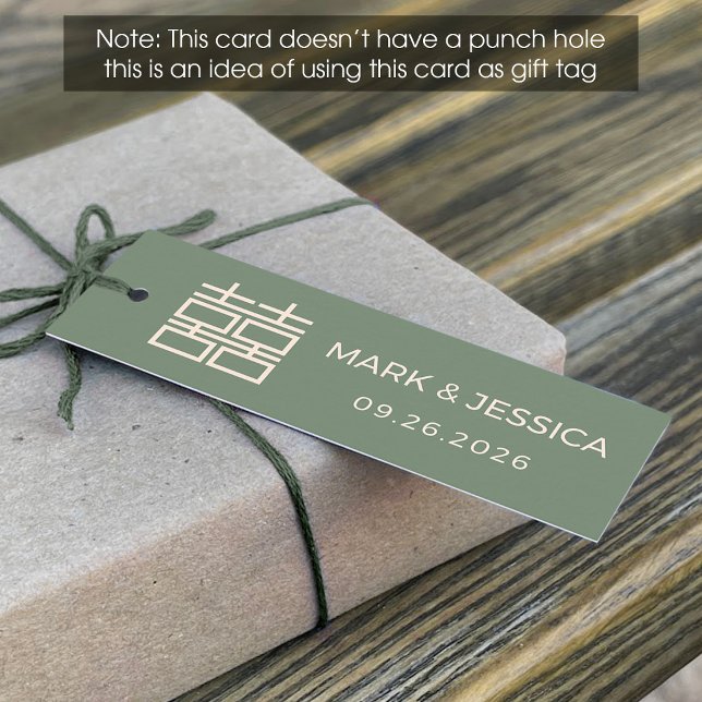 Étiquette de mariage Double Bonheur Vert Sauge (1x (Créateur téléchargé)