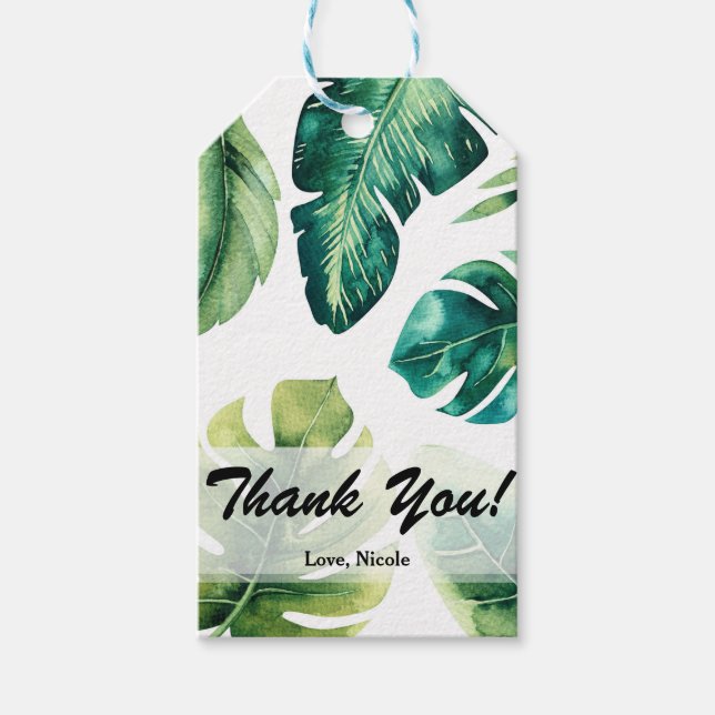 Étiquette de mariage élégante blanche feuilles tro (Devant)
