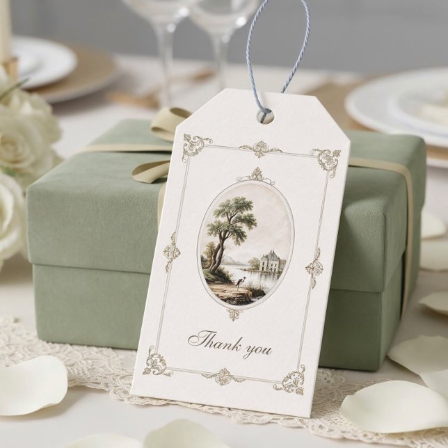 Étiquette de mariage élégante de château français  (Créateur téléchargé)