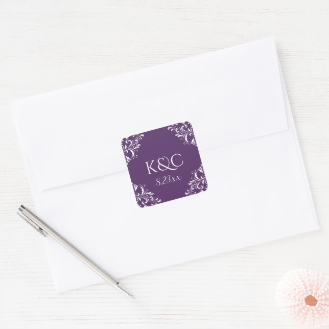 Étiquette de mariage élégante | Nadine - Violet pr (Enveloppe)