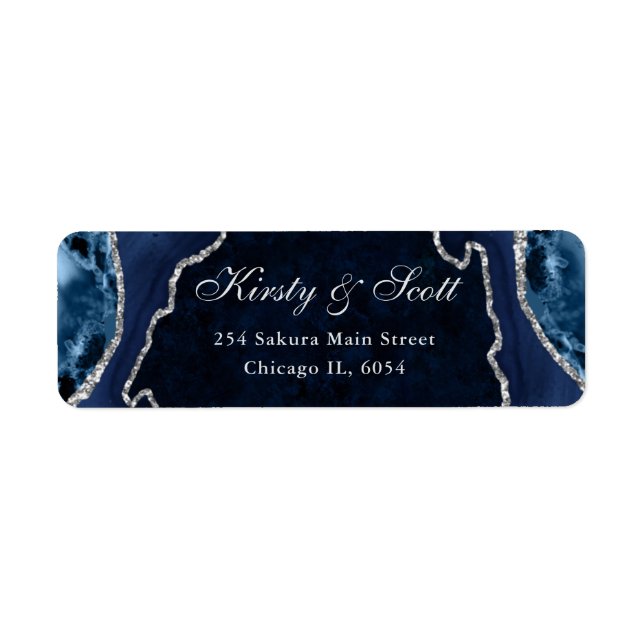 Étiquette de mariage en agate à paillettes fausses (Devant)