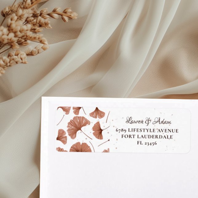 Étiquette de mariage en terracotta feuillue rustiq (Créateur téléchargé)
