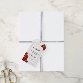 Étiquette de mariage espagnol Roses rouges or