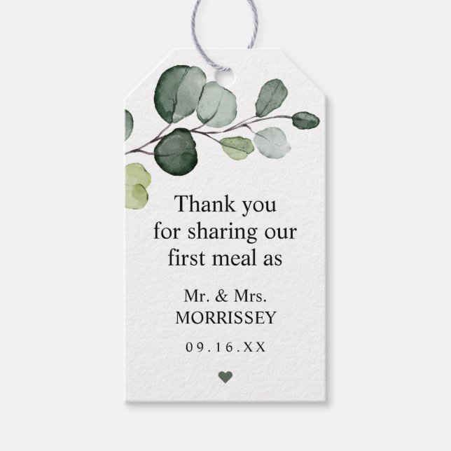 Étiquette de mariage eucalyptus pour le premier re (Devant)