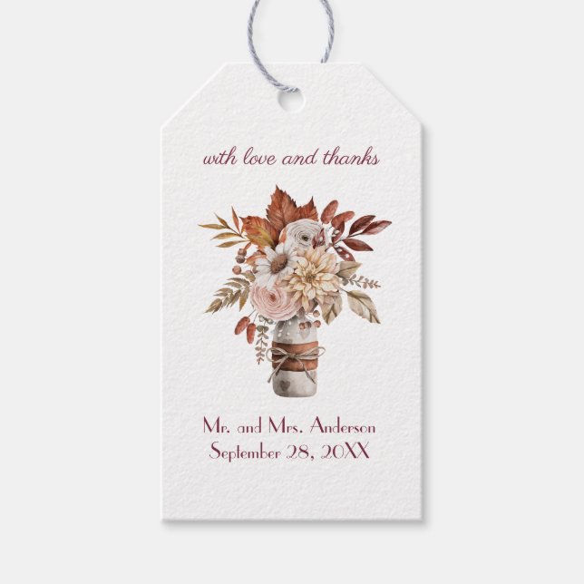 Étiquette de mariage florale d'automne personnalis (Devant)