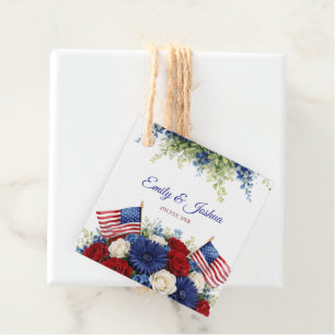 Étiquette de mariage florale Drapeau Américain 4 j