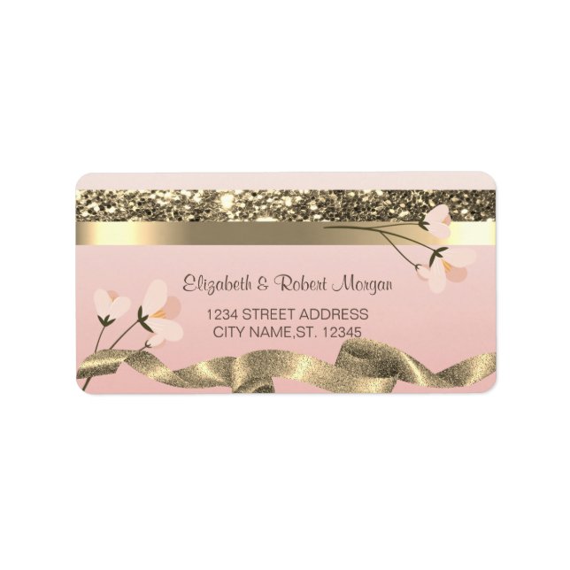 Étiquette de mariage florale élégante et stylée (Devant)