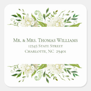 Étiquette de mariage florale Hortensia blanc