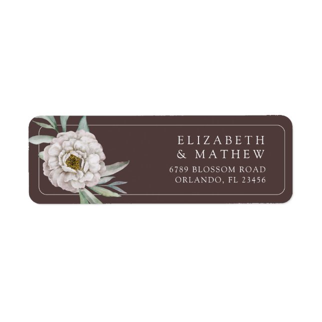 Étiquette de mariage florale marron et blanc Bohèm (Devant)
