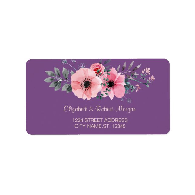 Étiquette de mariage florale romantique élégante (Devant)