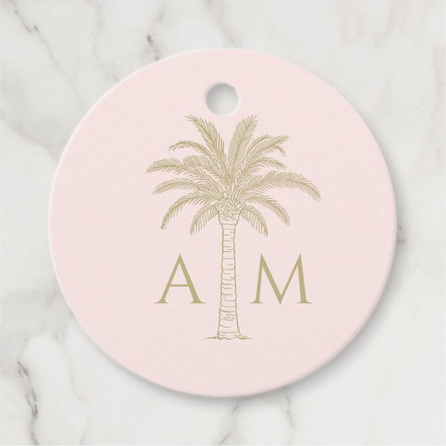 Étiquette de mariage initiale Palm (Devant)