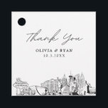 Étiquette de mariage moderne avec croquis de Las V<br><div class="desc">Étiquette de faveur avec monuments modernes de Las Vegas. Le design présente un croquis époustouflant avec la possibilité de personnaliser vos noms et date. Entrez dans l'outil de conception Zazzle pour des personnalisations de conception supplémentaires.</div>