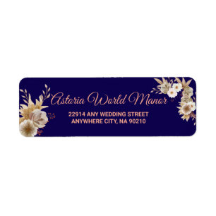 Étiquette de mariage Navy Blue Burgundy Gold Blush