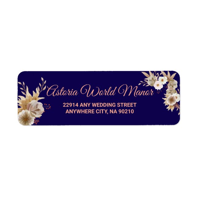 Étiquette de mariage Navy Blue Burgundy Gold Blush (Devant)