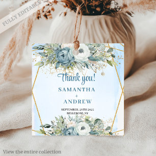 Étiquette de mariage pailletée dorée à motif flora