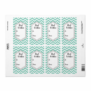 Étiquette de mariage Pastel Turquoise et Blanc Che