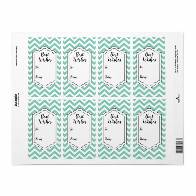 Étiquette de mariage Pastel Turquoise et Blanc Che (Feuille entière)