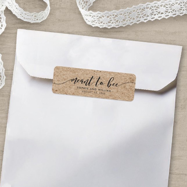Étiquette de mariage Rustic Kraft censée être abei (Créateur téléchargé)
