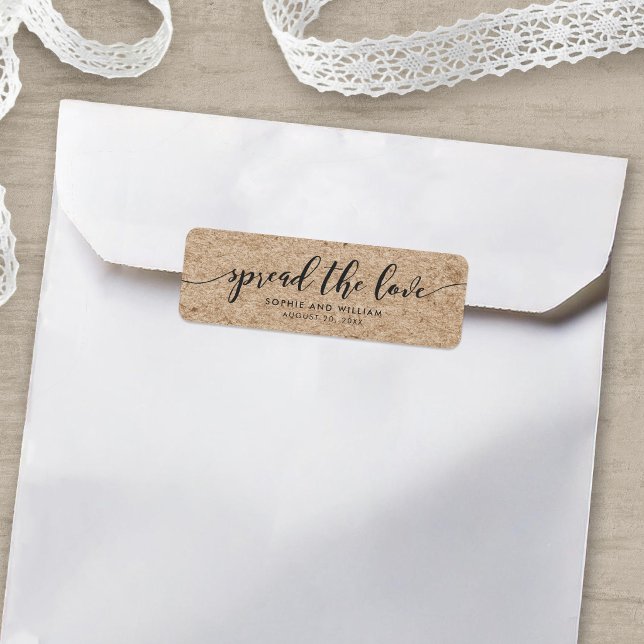 Étiquette de mariage Rustique Faux Kraft "Étendez  (Créateur téléchargé)