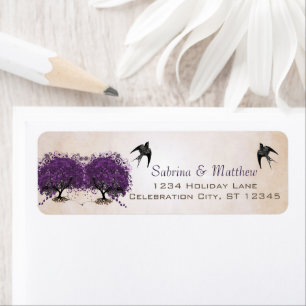 Étiquette de mariage Simply Peachy Purple Heart Le