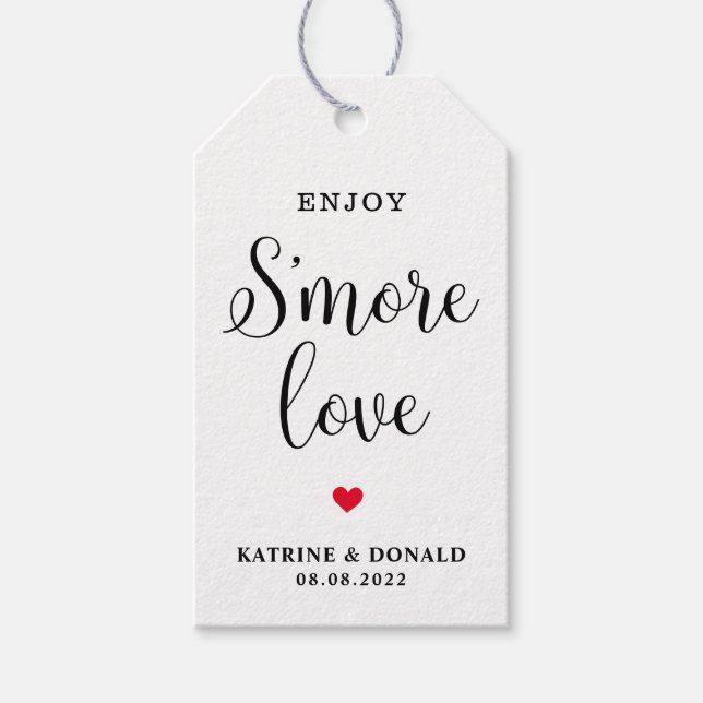 Étiquette de mariage 'S'more Love' en écriture bla (Devant)