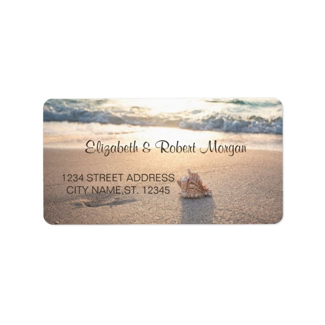 Étiquette de mariage sur la plage Coquillage de ma (Devant)