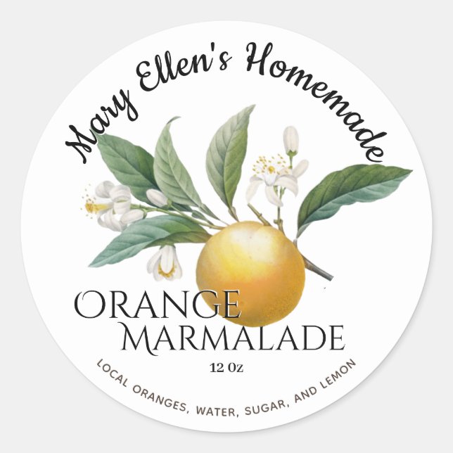 Étiquette de Marmalade Orange maison personnalisé (Devant)