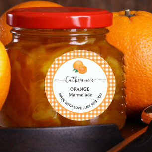 étiquette de marmelade d'orange à carreaux gingham