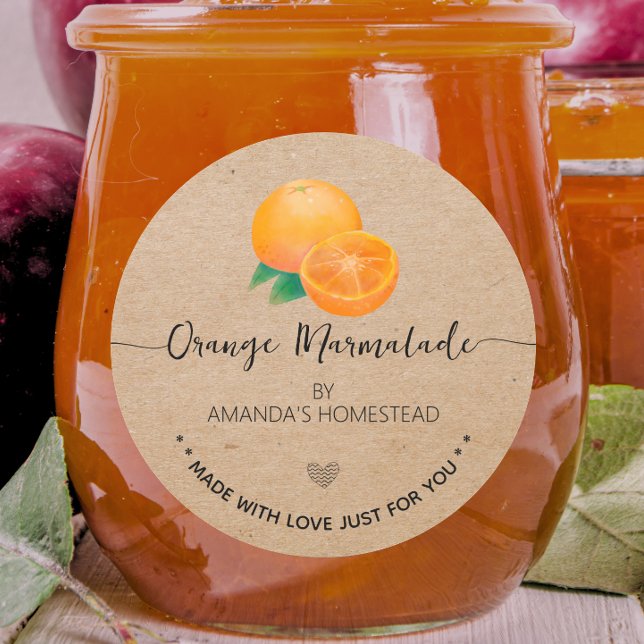 Étiquette de marmelade d'orange Kraft fait maison (Créateur téléchargé)