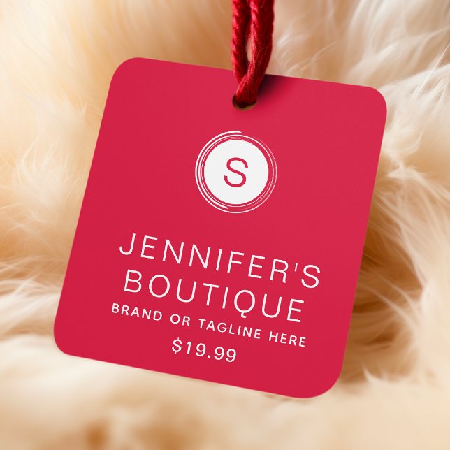 Étiquette de marque de boutique rouge et blanc mod (Créateur téléchargé)