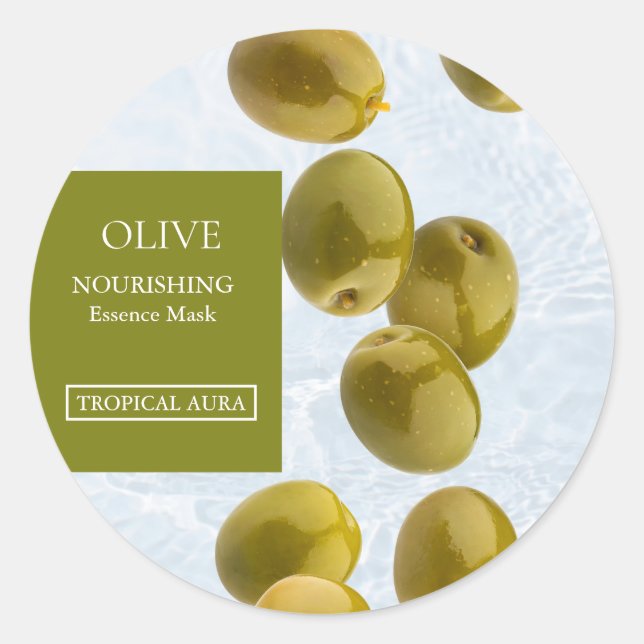Étiquette de masque facial à l'olive (Devant)