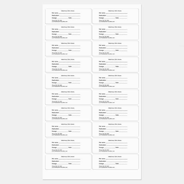 Étiquette de Médicament Vétérinaire – Moyenne et É (Feuille)