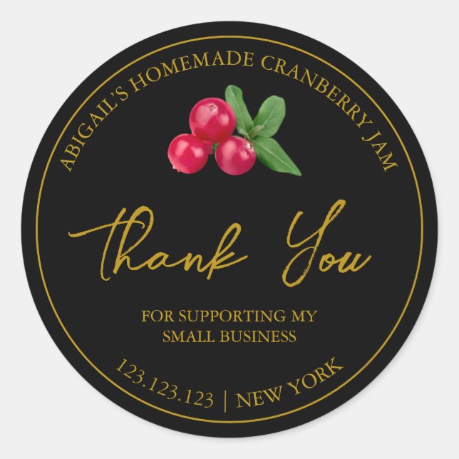 Étiquette de Merci de confiture de canneberge mais (Devant)