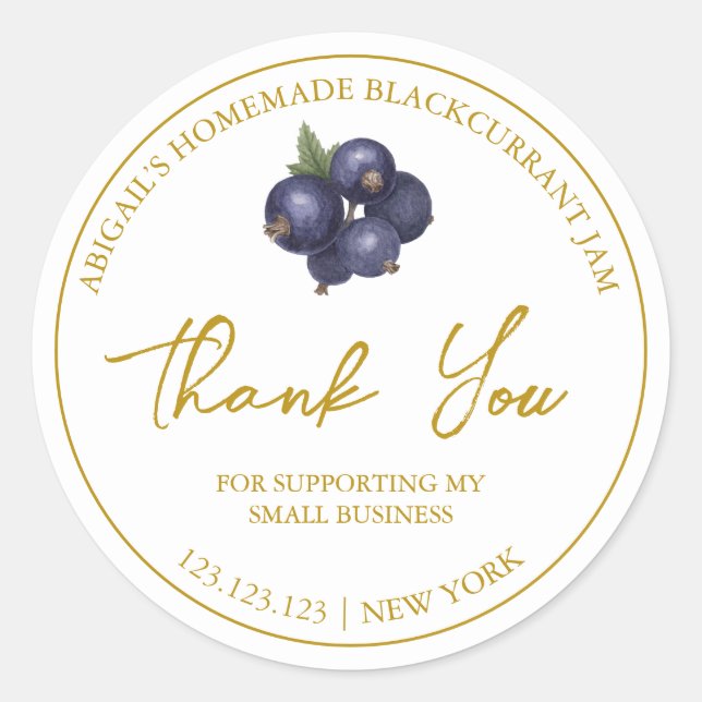 Étiquette de Merci de confiture de cassis simple f (Devant)