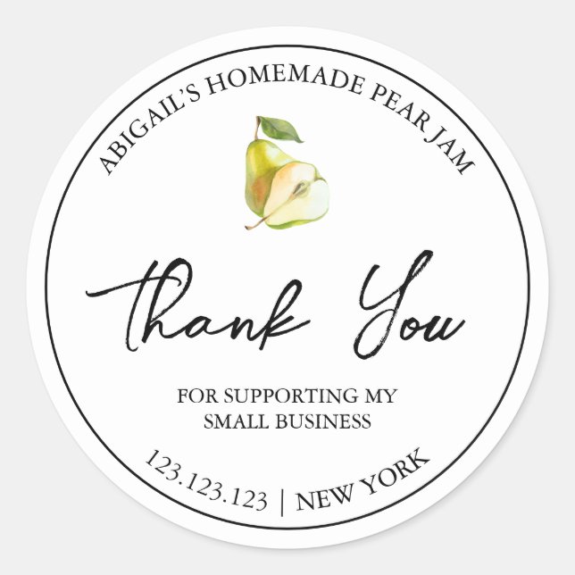 Étiquette de Merci de confiture de poires maison s (Devant)