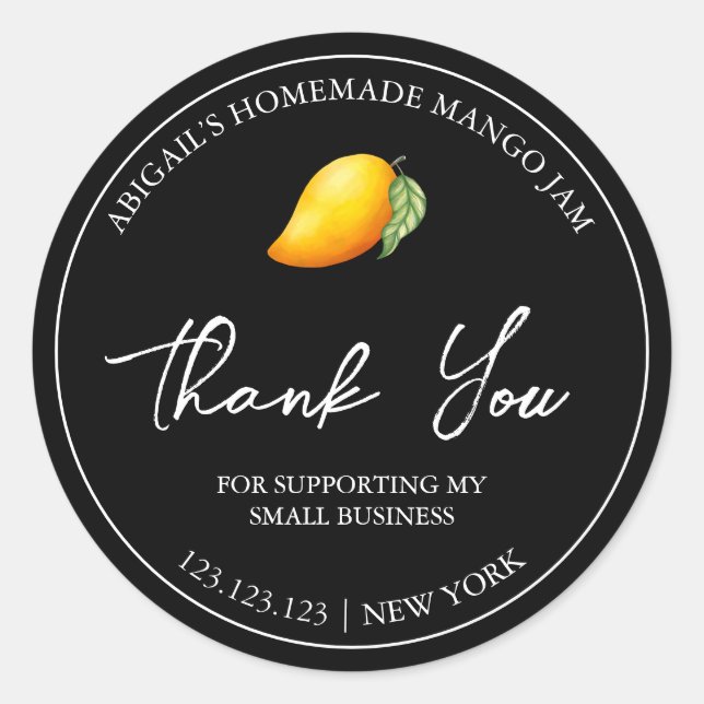 Étiquette de Merci de confiture Mango simple fait  (Devant)