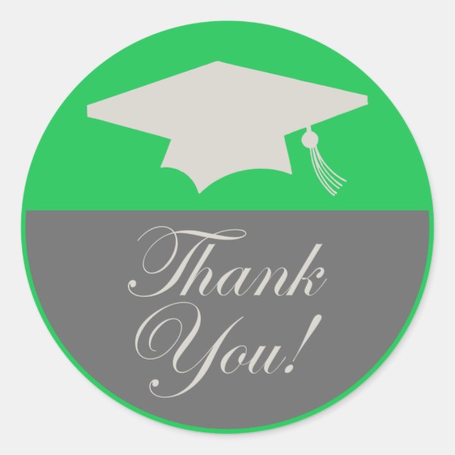 Étiquette de Merci de diplôme classique (vert) (Devant)