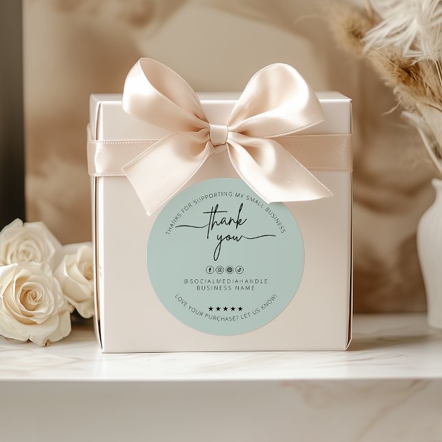 Étiquette de Merci de l'autocollant vert clair per (Custom Light Green Sticker Thank You Label)