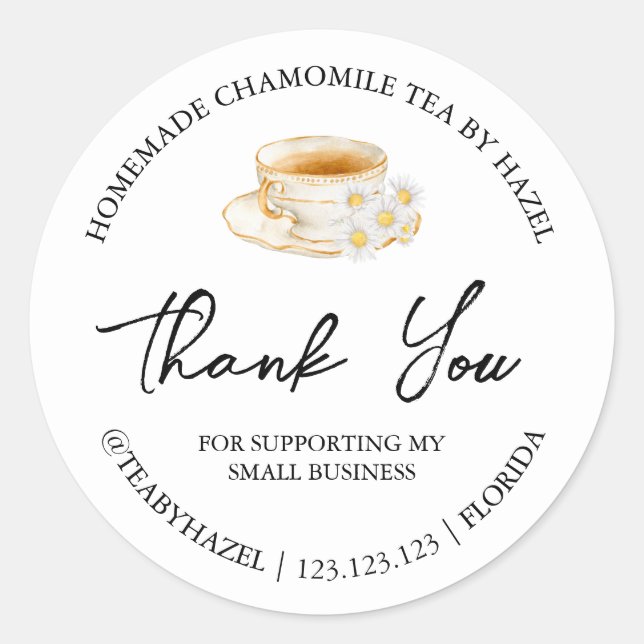 Étiquette de Merci de thé Chamomile simple fait ma (Devant)