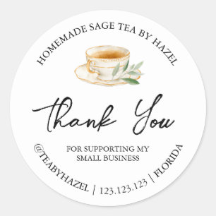 Étiquette de Merci de thé maison simple