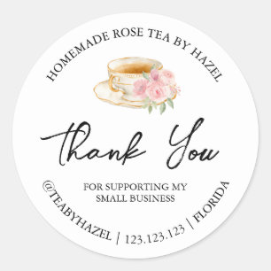 Étiquette de Merci de thé Rose maison simple