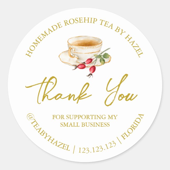 Étiquette de Merci de thé Rosehip maison simple (Devant)