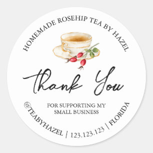 Étiquette de Merci de thé Rosehip maison simple